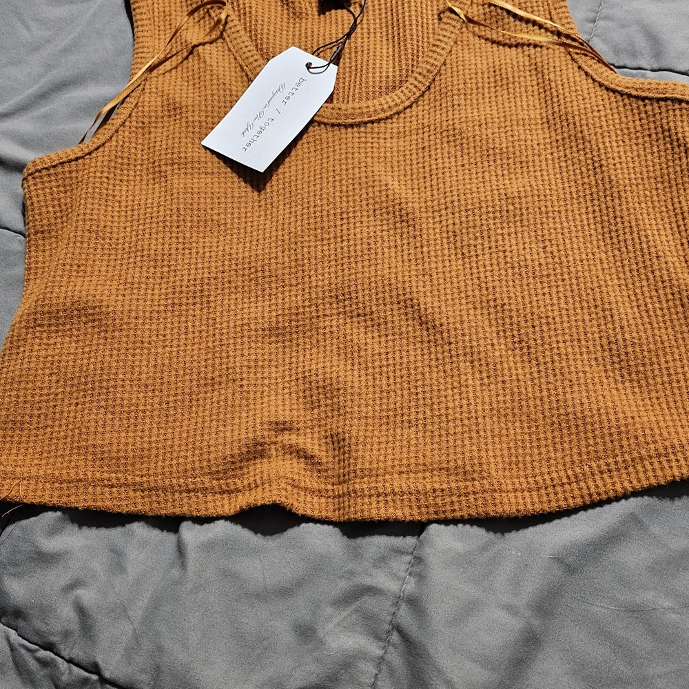 Together Warm Orange Knit Tank Top